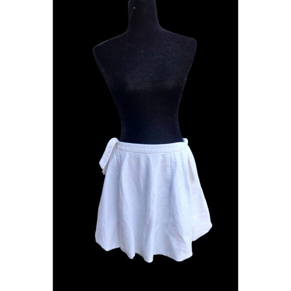 Womens Size 8 Coquette Casual Tie Accent Textured Summer Mini Skirt Cream - Picture 4 of 10
